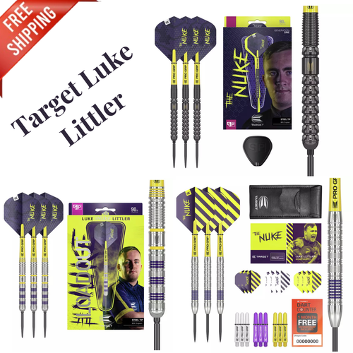 Set Freccette Bersaglio Luke The Nuke Littler Gen 1 90% Punta Acciaio Tungston 80% 22g 23g - Foto 5 di 17