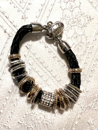 CHICO’S Black Leather Charms Bracelet - Picture 5 of 10