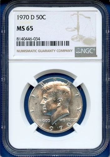 1970 D NGC MS65 Kennedy Half Dollar 50c Silver US Mint Key Date Coin 1970-D