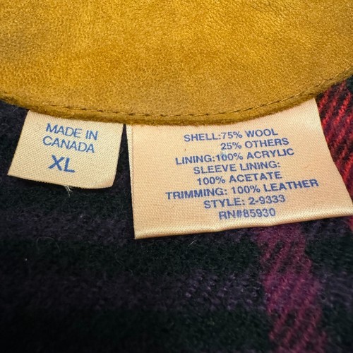 VTG Cutter & Buck Wool Bomber Jacket Men XL Leather Trim Flannel Lined READ - Picture 11 of 24