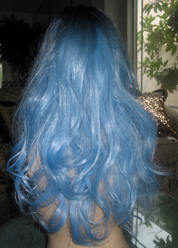 Halloween HAIR EXTENSION BEAUTIFUL BLUE BLACK OMBRE WAVY LAYERED WIG 26" 28" NEW - Picture 3 of 12