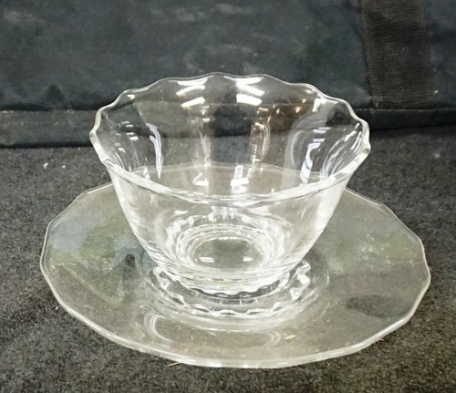 Vintage Elegant Fostoria Glass Clear Mayonnaise Bowl with Underplate Excellent ! - Picture 2 of 8