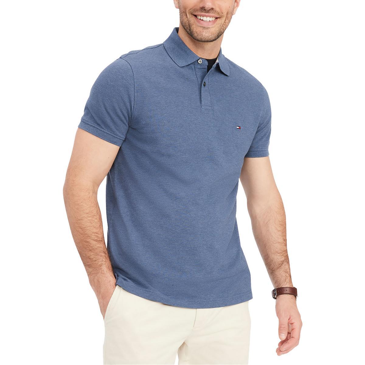 Мужская рабочая одежда Tommy Hilfiger с синим воротником, однотонная рубашка поло XXL BHFO 5589