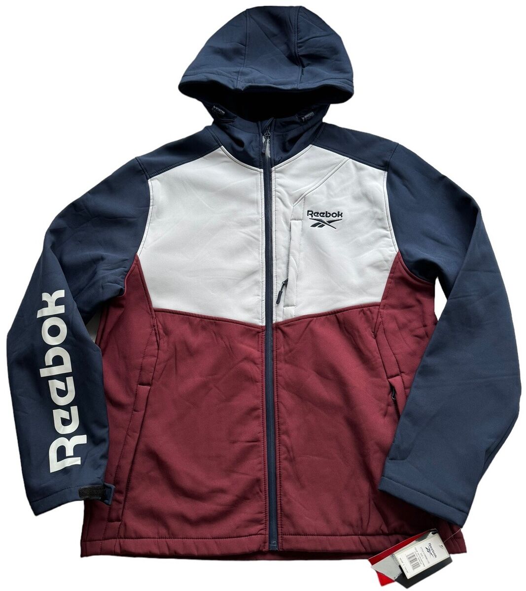 Reebok Jacket Mens Large Hooded Full Zip Logo Colorblock Reebok Jacket Mens Large Hooded Full Zip Logo Colorblock
