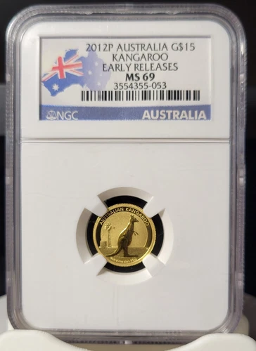 🔥2012P AUSTRALIA 1/10 oz GOLD  9999 KANGAROO $15 NGC MS 69 EARLY RELEASES