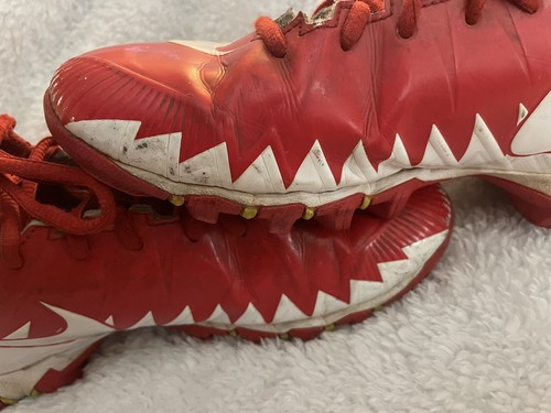 Nike Alpha Fast Flex Football Cleats Red & White Boys Size 4.5Y 878122-611 Shoes - Picture 7 of 9