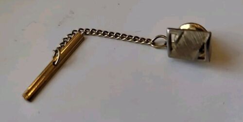 Swank Vintage Tie Bar Tack Pin Cadena Oro Hombres Joyería Rectángulo - Imagen 3 de 6
