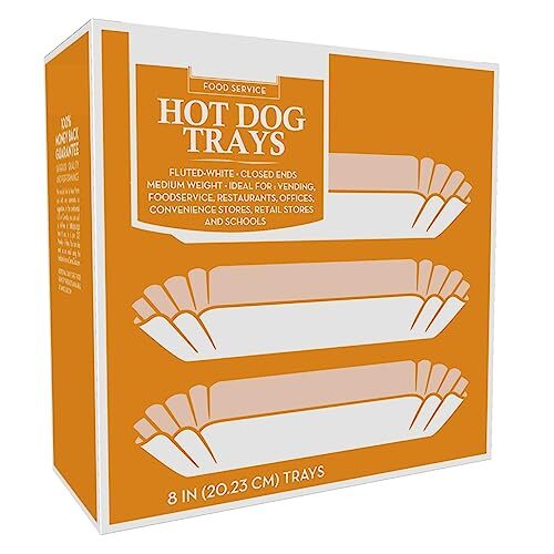100 Paper Hot Dog Trays | White Hot Dog Wrappers | 8 Inch Hotdog Tray Holders - Picture 1 of 5