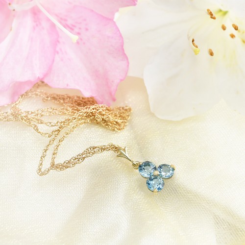 Collar de piedras preciosas de topacio azul natural oro amarillo sólido real 14k todos los tamaños - Imagen 3 de 8