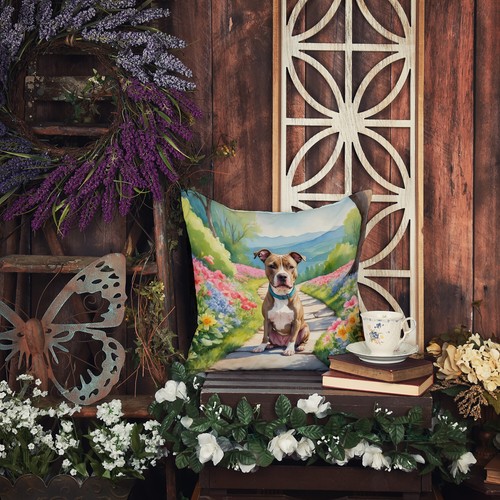 Pit Bull Terrier Fawn/White Spring Garden Path Throw Pillow - Picture 6 of 9
