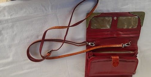 Vintage BRIGHTON Chestnut leather, Cross-body Handbag Purse Clutch - Picture 12 of 23