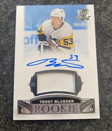 2019-20 UD THE CUP TEDDY BLUEGER RPA PATCH AUTO #/249 PENGUINS Rookie Rc - Picture 1 of 2
