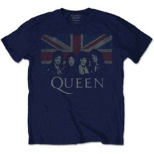 Freddie Mercury QUEEN Official T-Shirt Vintage Union Jack Music British Navy SM