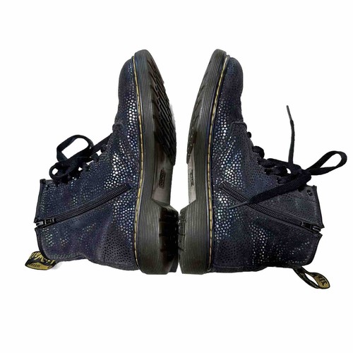 Dr. Martens Pascal Lace Up Boots Black Suede Iridescent Polka Dots Size Youth 3 - Picture 8 of 9