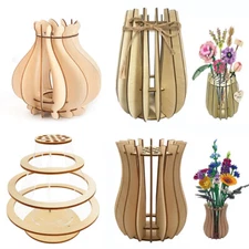 Wooden Vase for Lego Flowers Wooden Puzzle Flower Vase Bouquet Building DIY USA