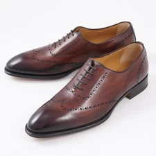 di Bianco Antiqued Red-Brown Calf Leather Wholecut Dress Shoes 9.5 (Eu 42.5)