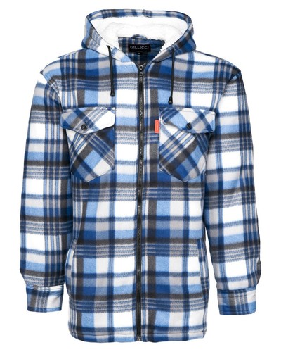 Men's Padded Hooded Fur lined Lumberjack Work Hoodie Shirt/Jacket Size S-5XL - Picture 2 of 5