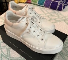 Naturalizer MORRISON 2.0 White Leather Lace Up Low Top Platform Sneaker, 7.5M