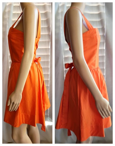 Alice + Olivia Damen orange Sommer gerafft Minikleid fällt Small 10 $ 395 Neu mit Etikett - Bild 12 von 13