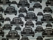 MICHAEL MILLER VINTAGE VOLKS WAGON BEATLE SHADOW CAR AUTO COTTON FABRIC 1 YARD