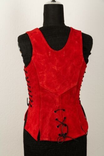 Mytholon Lisa Bodice Suede Red XXL Larp Medieval Reenactment #21342 - Picture 3 of 4