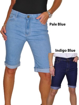 Donna Stretch Jean Stile Pantaloncini Di Jeans diamante dettaglio su polsino 10-24