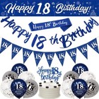 18th Birthday Decorations Blue Silver,18th Birthday Banners for Boys,
