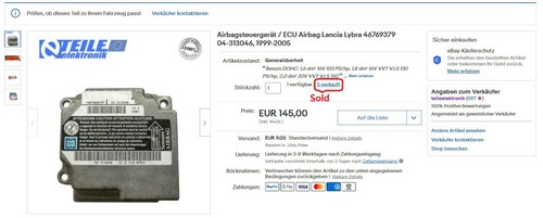 Steuergerät / ECU Lancia Lybra 46769379 04-313046, 1999-2005 - Picture 2 of 5
