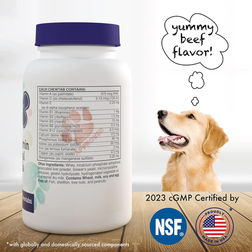 Dog-Vites Multivitamins for Dogs, Beef-Flavored Chewable Tablets (Pack of 100) - Picture 2 of 12