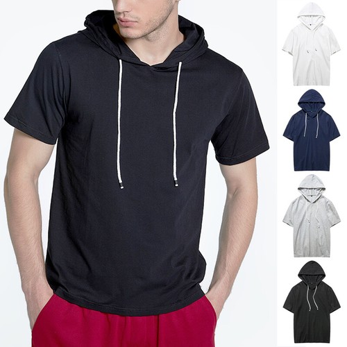 Para hombres Mangas Cortas Con Capucha Camiseta Deportiva Gimnasio Prenda para el torso Camiseta Con Capucha Informal Suelta - Imagen 4 de 16