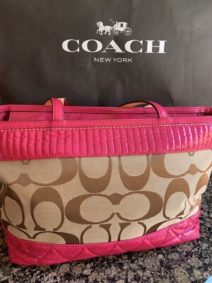 バッグ COACH Signature Accessory Pouch Pink Bag COACH Signature Demi Mini Pouch Shoulder Bag Canvas Leather