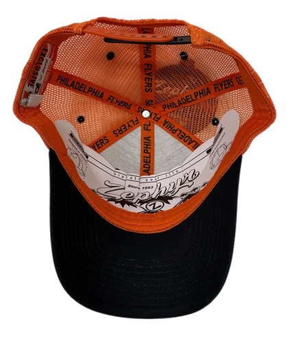 Zephyr NHL Philadelphia Flyers "Staple" Curved Bill ADJ Trucker Mesh Hat NWT - Picture 6 of 6