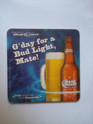 Bud Light American Beer Beermat Beer Coaster, Beer Lid 