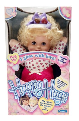 Happy Hugs Doll, Hug Me, I Glow, I Speak & I Giggle Doll By Playmates 1998, 14in