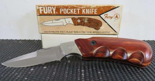 Vintage Fury Japan 10024 Lockback Folder Knife Pistol grip with box - Picture 1 of 9