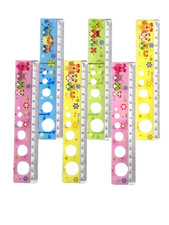 6 Pieces Metric 15cm Bulk Fancy Rulers Set For School, Office Multicolor
