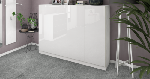 Schuhschrank 4 Türen Kommode Regal Ordnungssystem Modern Weiß Hochglanz VAASA - Bild 12 von 20