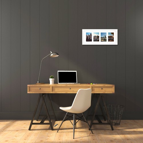 8x20 White Collage Wood Picture Frame with White Mat for Four 4x6 Photos - Picture 5 of 5