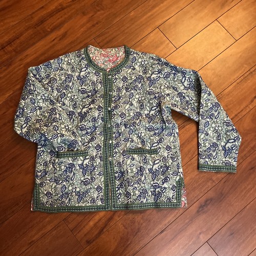 Vintage Women's Long Sleeves Reversible Jacket Quilted Button Down Floral READ! - Picture 3 of 12