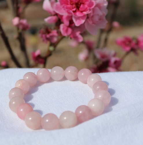 Large Beads Handmade Natural Rose Quartz Stretch Bracelet - Love - Peace - Calm - Picture 2 of 3