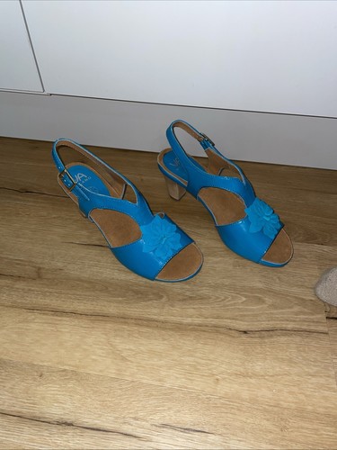 VA Milano Riemchen LackLeder Sandalen Sandalette Türkis Gr.38 (5) Blume Weite G - Bild 2 von 4