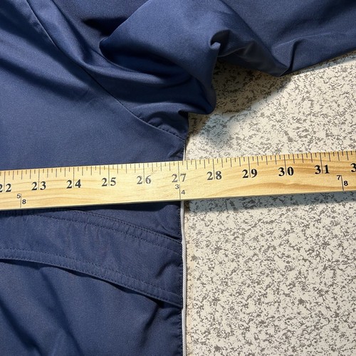 Nike Swoosh Hidden Hood Pullover Anorak Windbreaker Jacket Adult Fits L/XL Blue - Picture 12 of 13