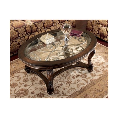 Norcastle Dark Brown Oval Cocktail Table 24052001327 - Norcastle Traditional Glass Top Oval Coffee Table Dark Brown Norcastle Dark Brown Oval Cocktail Table 24052001327 - Norcastle Traditional Glass Top Oval Coffee Table Dark Brown