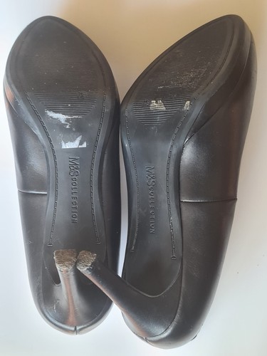 M&S Collection Black Soft Leather Stiletto High Heel Shoes UK7.5 wider fit EXCON - Picture 12 of 12