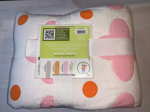 Circo FULL/QUEEN Quilt Shams Pink Flower dot Collection - Pink And Orange New! - Picture 3 of 5