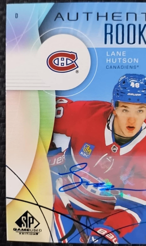 2025 NHL UD SP G/U Lane Hutson Authentic Rookies Blue Auto RC Canadians #279 - Bild 3 von 4