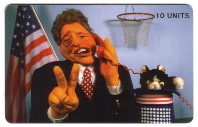 Clinton & Kohl Satirical Cartoon Designs. Set of 2 Phone Card