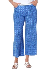 Isaac Mizrahi Live! Mixed Print Pebble Knit Wide Leg Pant Blue