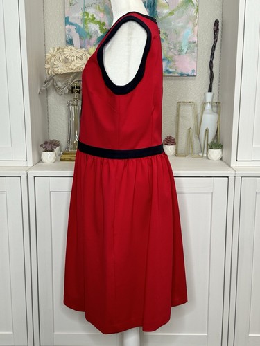 Robe tricotée Brooks Brothers Ponte A-line rouge/marine avec poches taille grande nautique - Photo 2/12