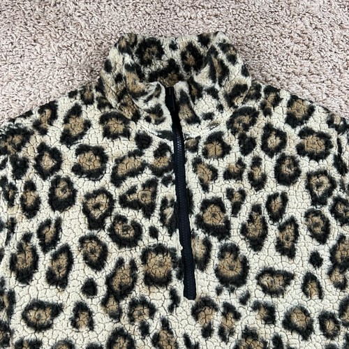 EXPRESS ONE ELEVEN Womens Leopard Print Sherpa Fleece Pullover Sweatshirt XS - Picture 7 of 13